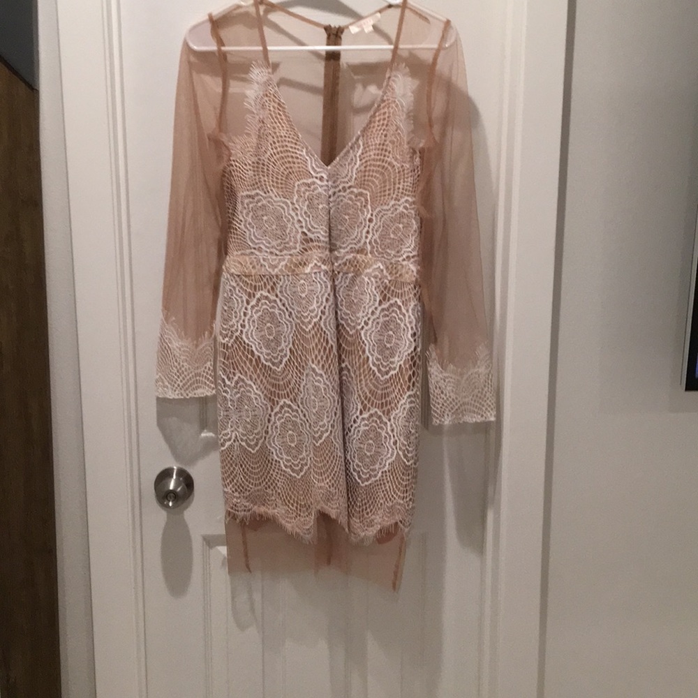 Mesh white/white/ivory midi dress